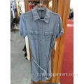 Nuovo abito da donna in denim a maniche corte slim stile camicia